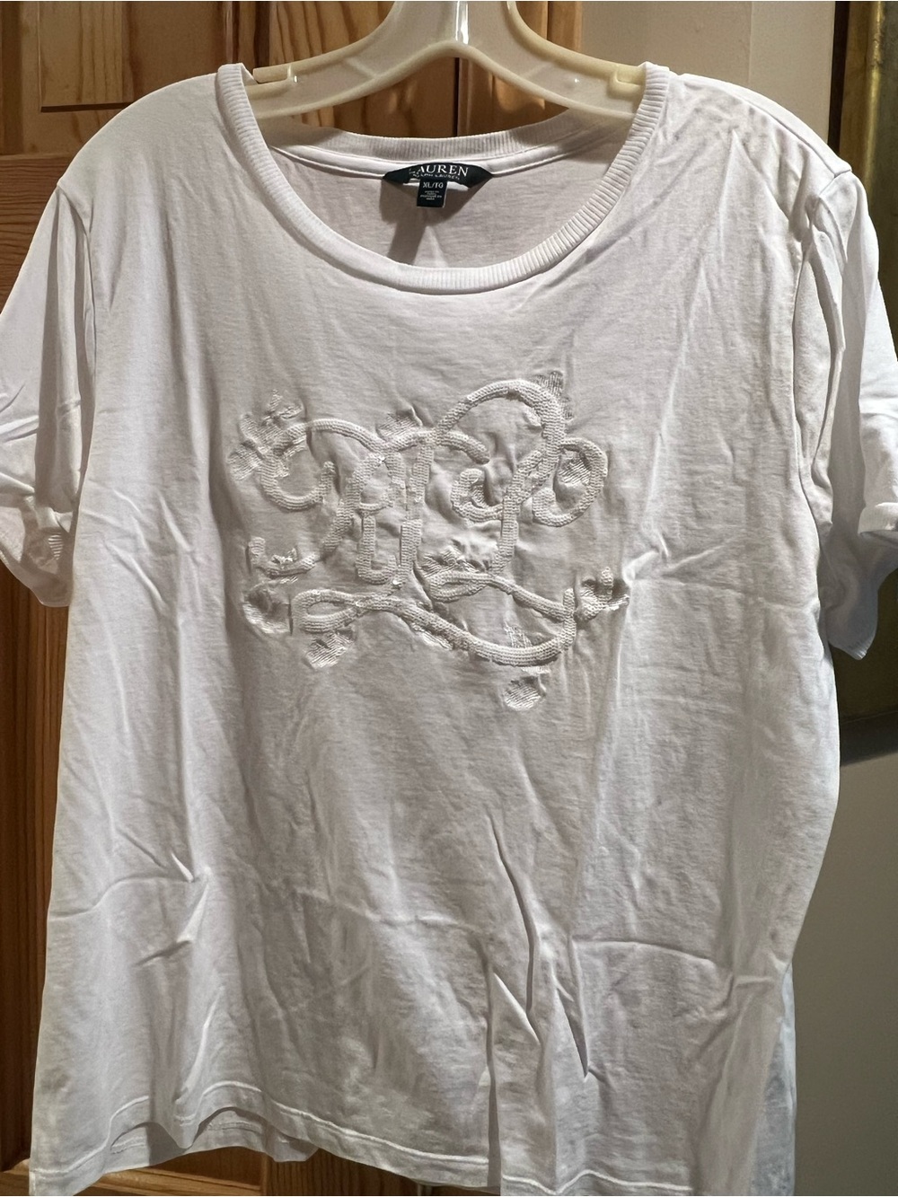 Ralph Lauren White Short Sleeve Tee with Embroidered Monogram